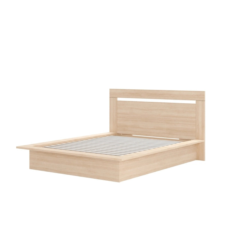 Modern Engineered Wood Platform Bed with Headboard