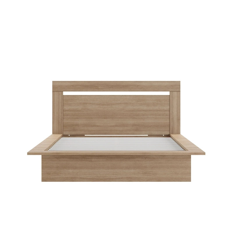Modern Engineered Wood Platform Bed with Headboard