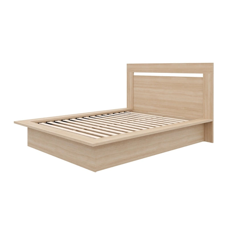 Modern Engineered Wood Platform Bed with Headboard