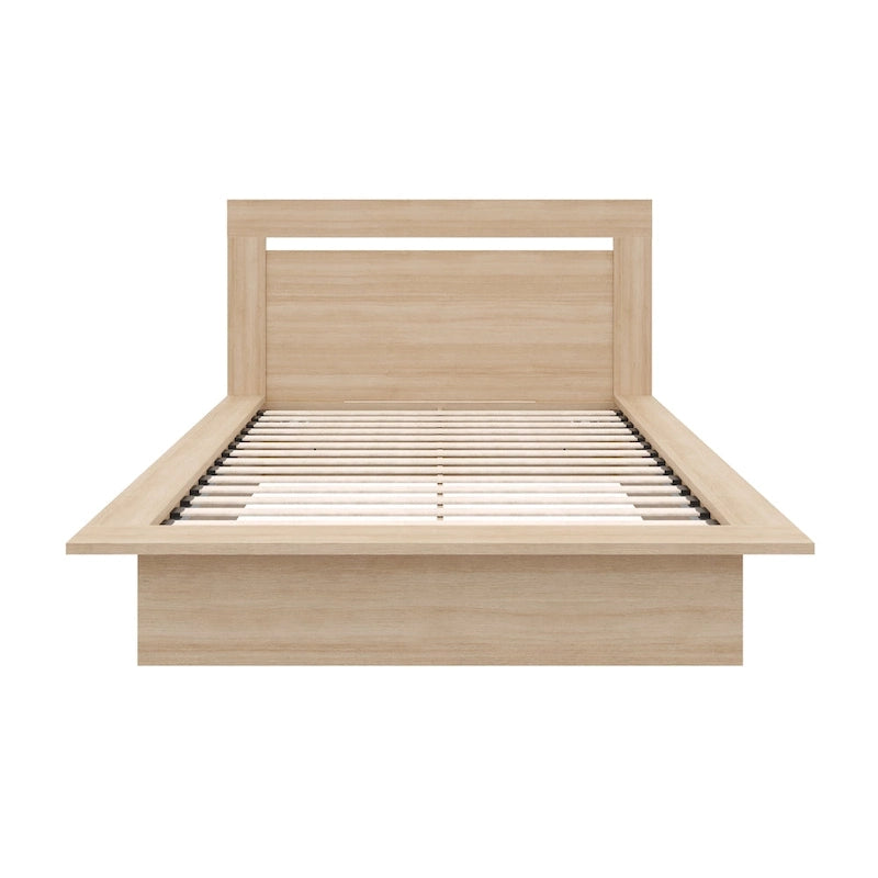 Modern Engineered Wood Platform Bed with Headboard