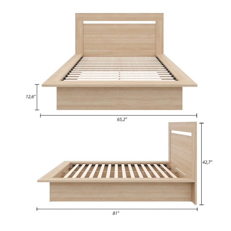 Modern Engineered Wood Platform Bed with Headboard