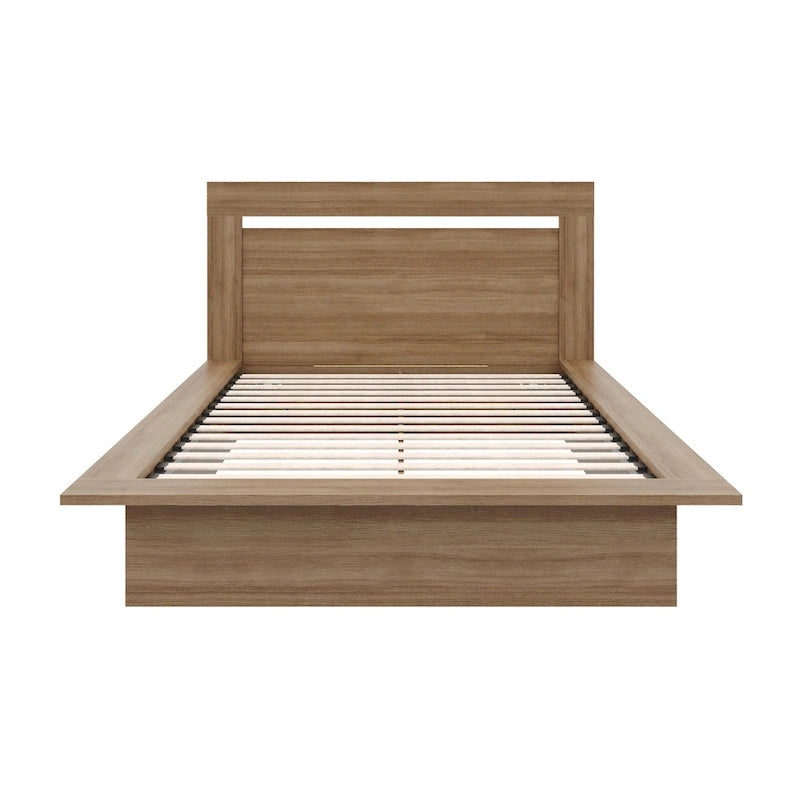 Modern Engineered Wood Platform Bed with Headboard