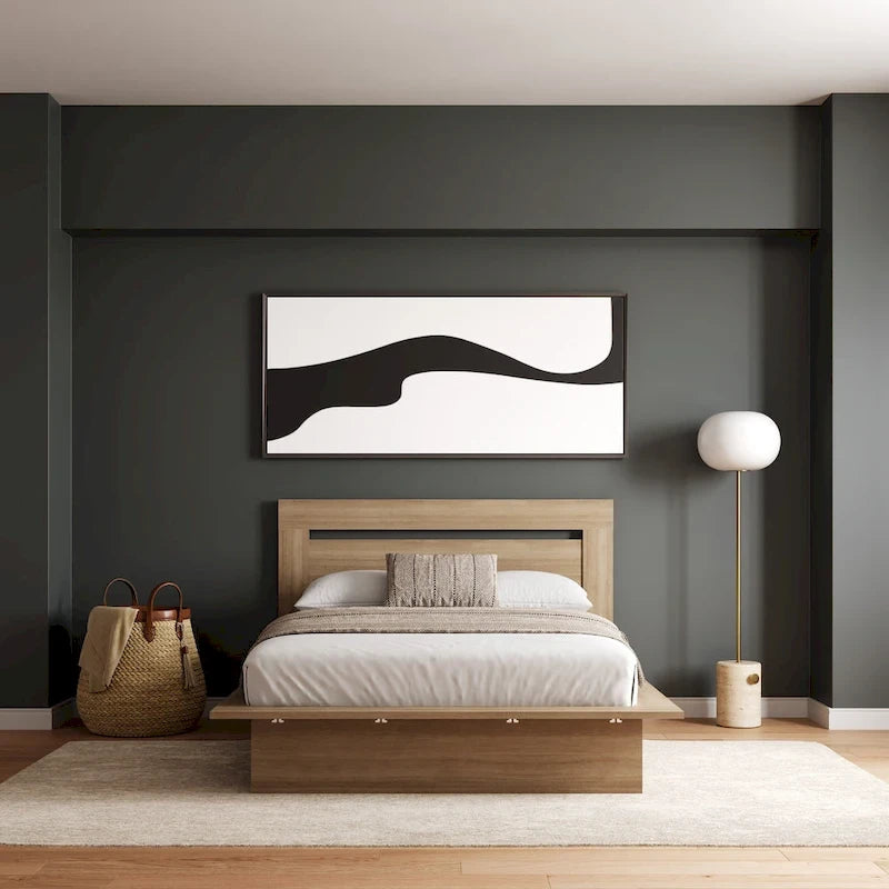 Modern Engineered Wood Platform Bed with Headboard