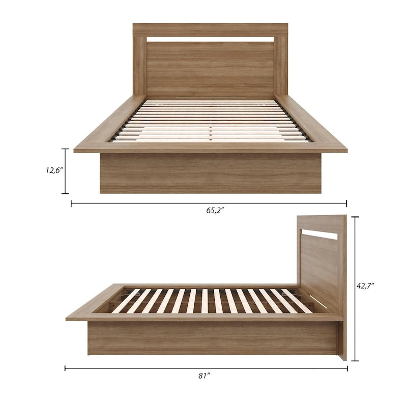 Modern Engineered Wood Platform Bed with Headboard