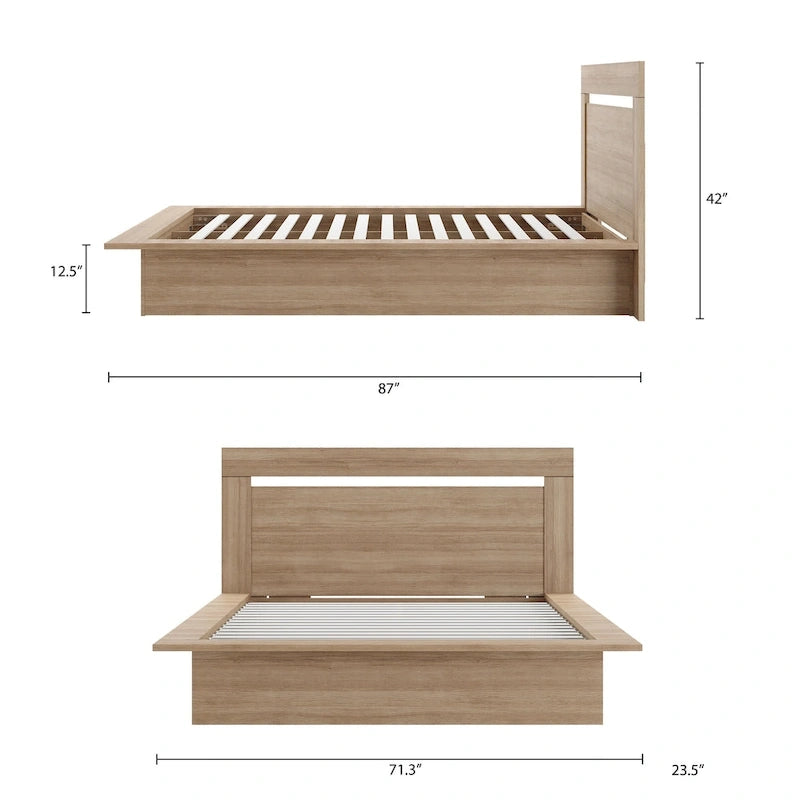 Modern Engineered Wood Platform Bed with Headboard