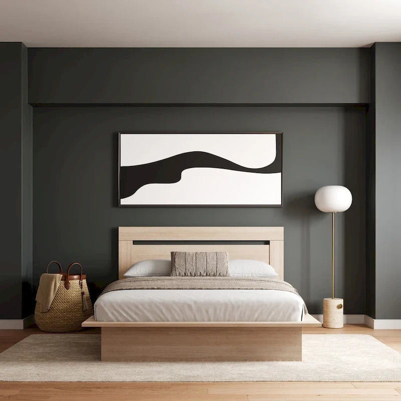 Modern Engineered Wood Platform Bed with Headboard