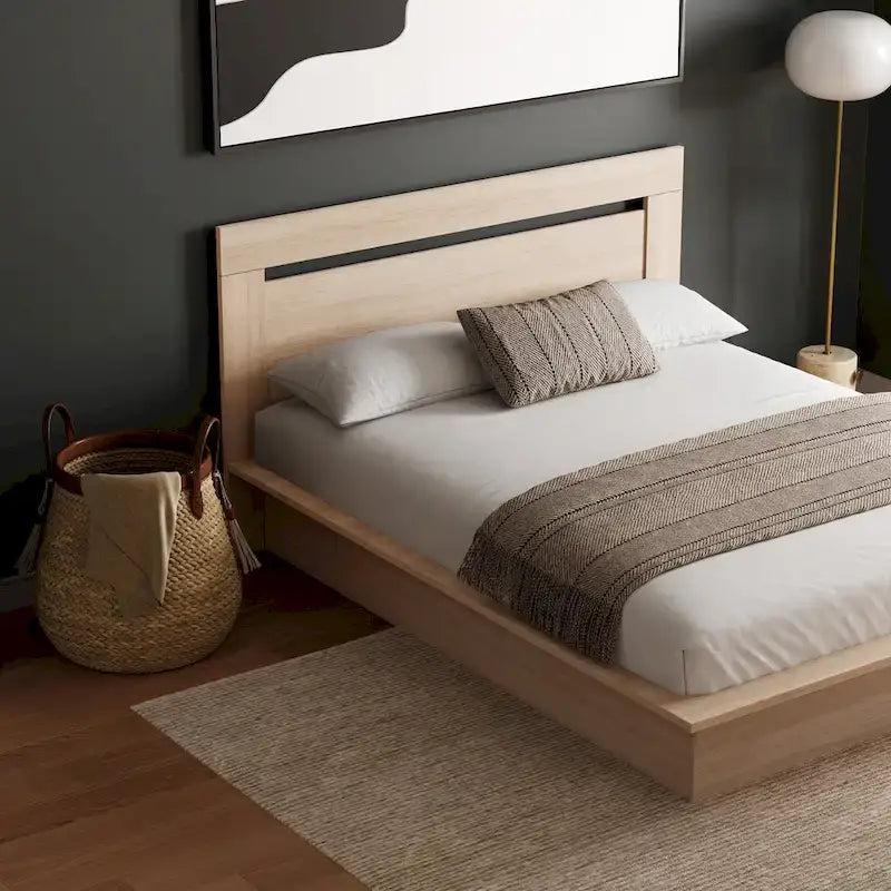 Modern Engineered Wood Platform Bed with Headboard