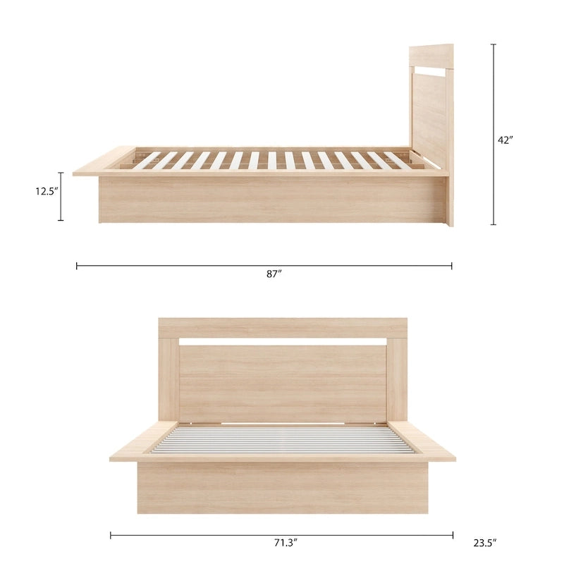 Modern Engineered Wood Platform Bed with Headboard