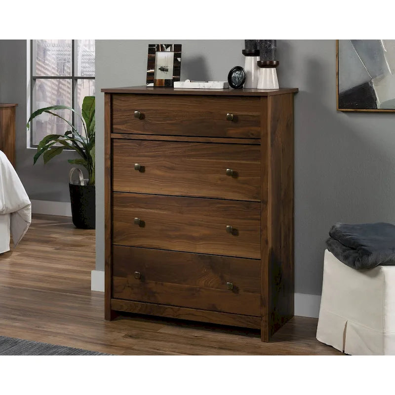 Rustic White Four-Drawer Chest with Deep Lower Drawers