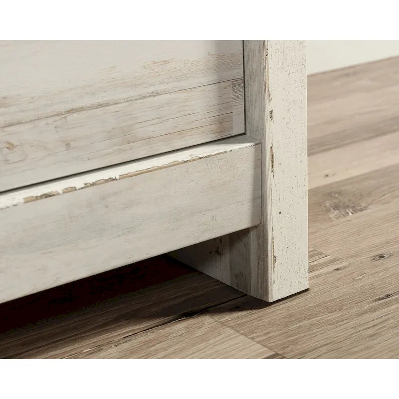 Rustic White Four-Drawer Chest with Deep Lower Drawers