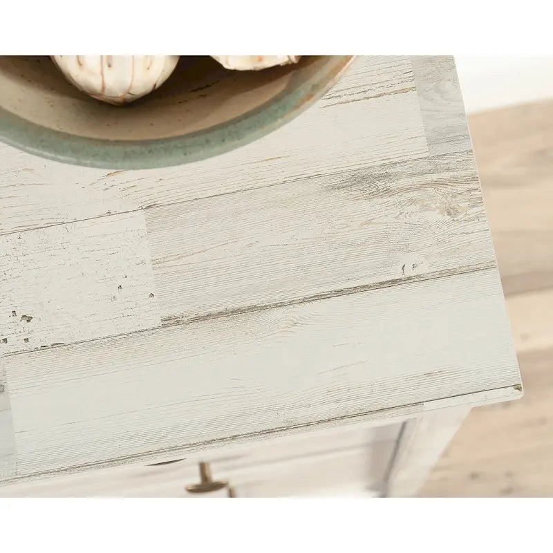 Rustic White Four-Drawer Chest with Deep Lower Drawers