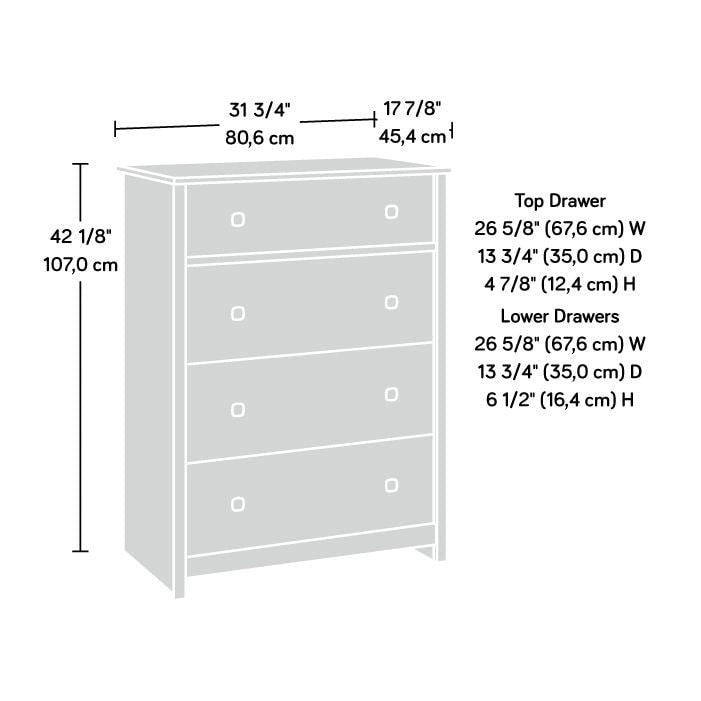 Rustic White Four-Drawer Chest with Deep Lower Drawers