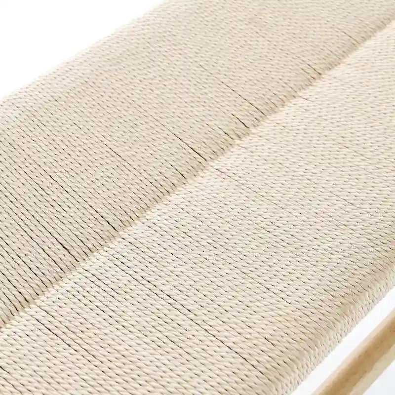 Natural Rubberwood Indoor Bench with Woven Rope Detailing