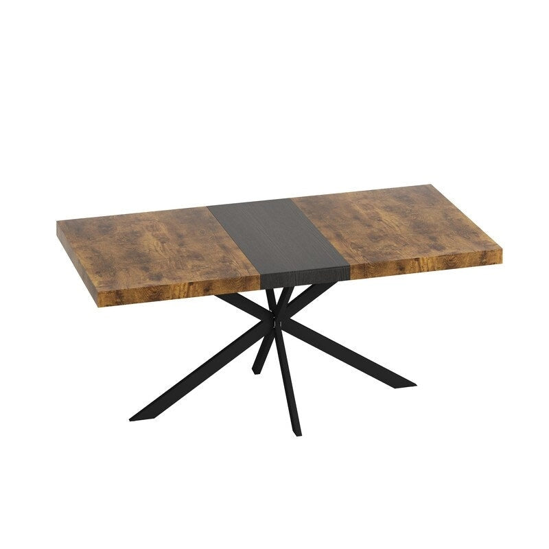 Extendable Dining Table for 4–6 with X-Cross Metal Base