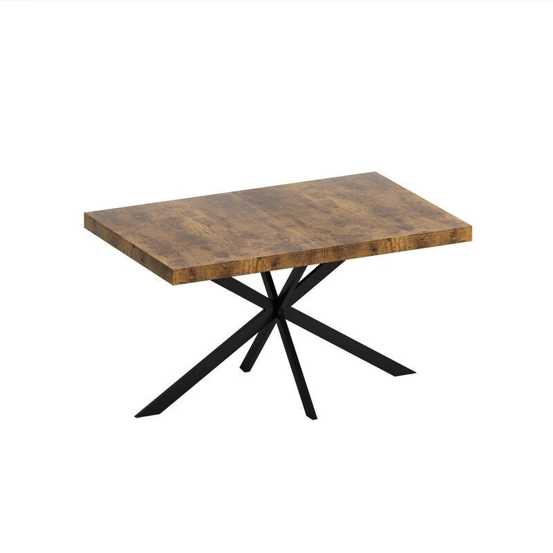 Extendable Dining Table for 4–6 with X-Cross Metal Base
