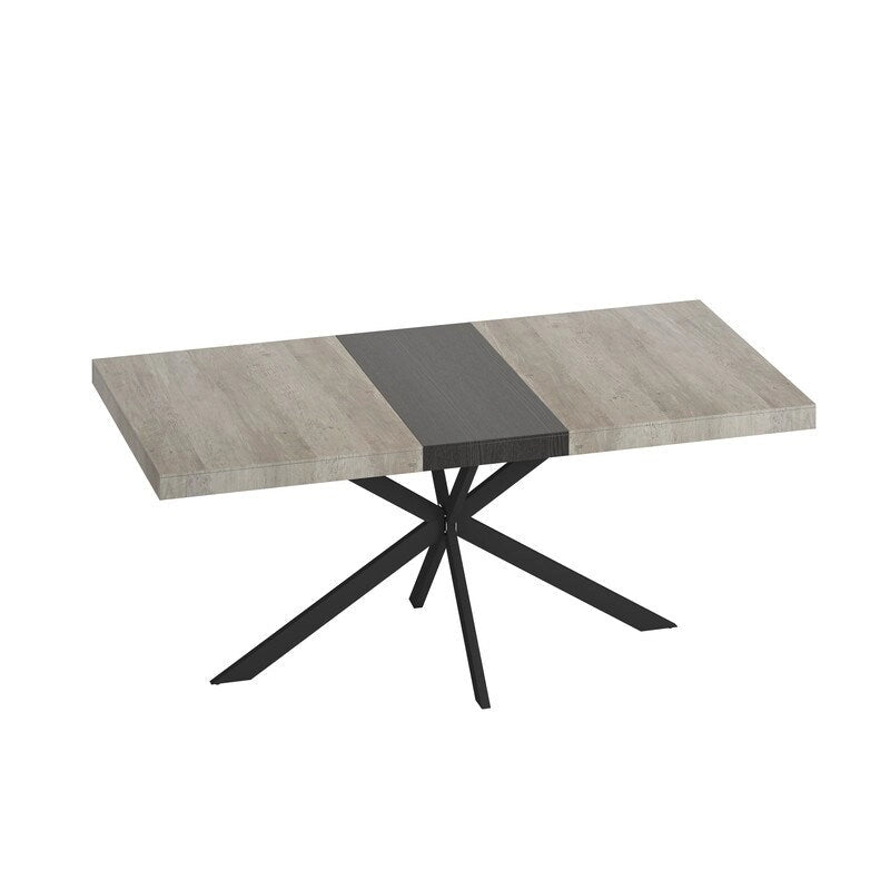 Extendable Dining Table for 4–6 with X-Cross Metal Base