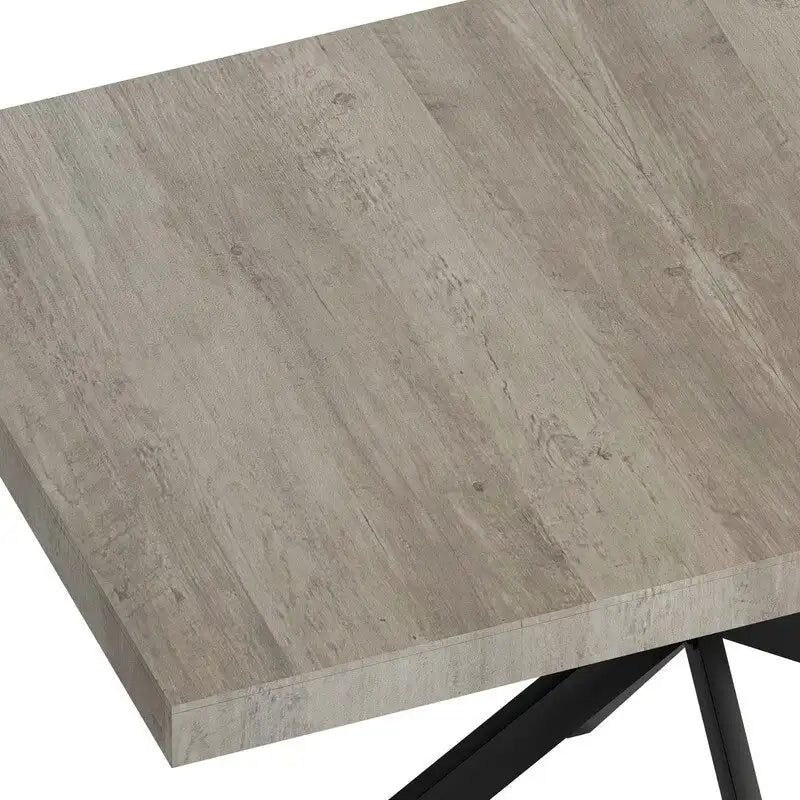 Extendable Dining Table for 4–6 with X-Cross Metal Base
