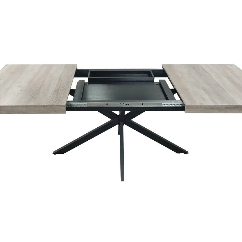 Extendable Dining Table for 4–6 with X-Cross Metal Base