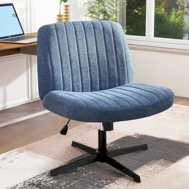 Wide Armless Swivel Desk Chair with Wheels and Adjustable Height