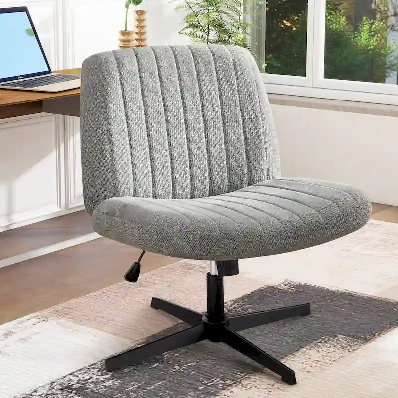 Wide Armless Swivel Desk Chair with Wheels and Adjustable Height