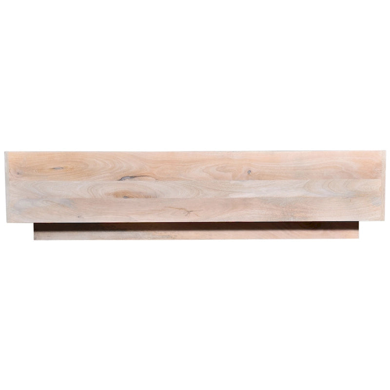 59-Inch Mango Wood Storage Coffee Table with Marble Top