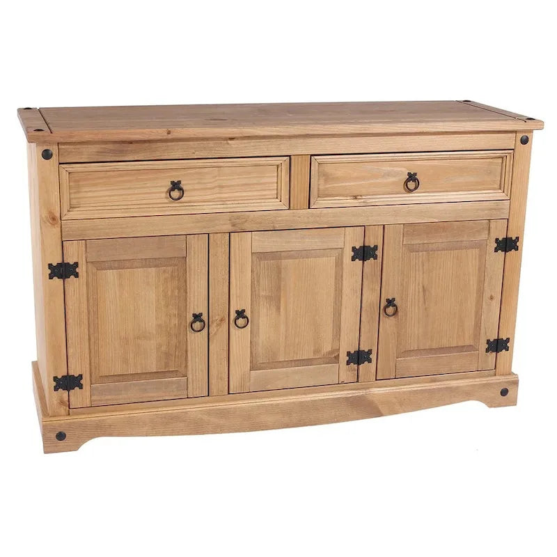 Brown Solid Pine Buffet Sideboard with Two Drawers