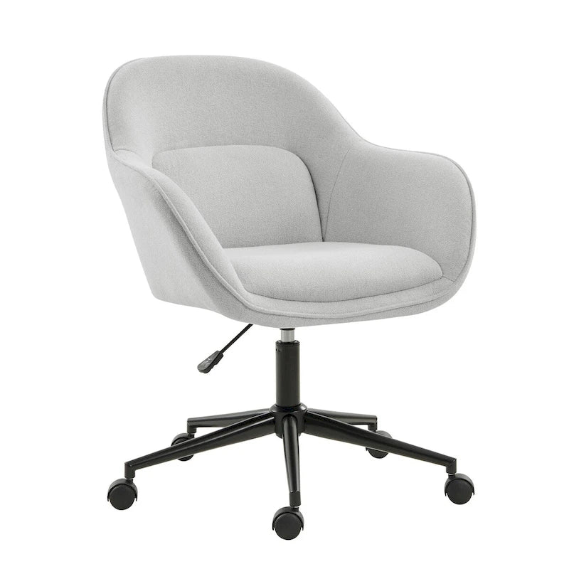 Height-Adjustable Swivel Office Chair with Curved Backrest