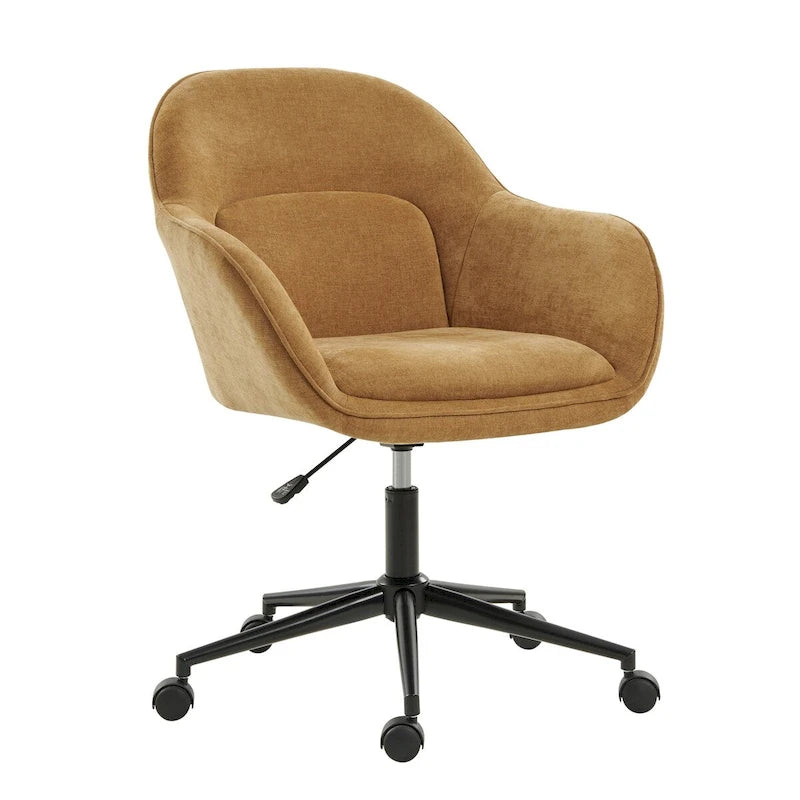 Height-Adjustable Swivel Office Chair with Curved Backrest