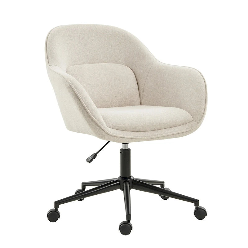 Height-Adjustable Swivel Office Chair with Curved Backrest