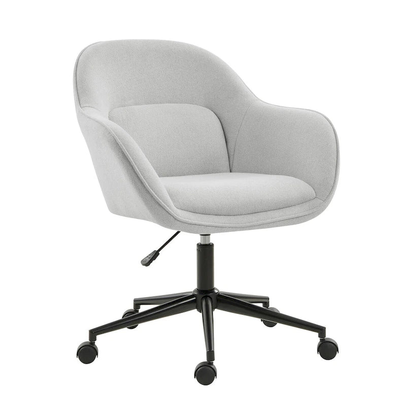 Height-Adjustable Swivel Office Chair with Curved Backrest