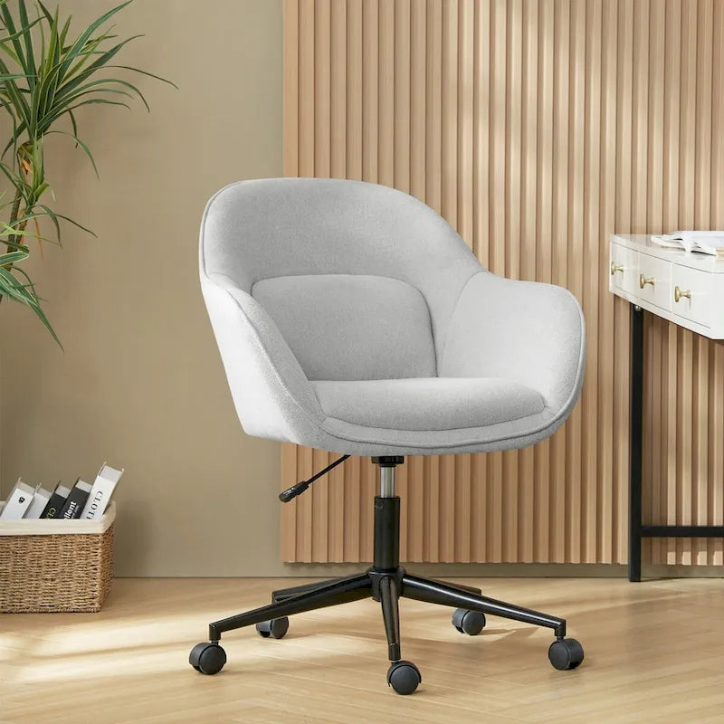 Height-Adjustable Swivel Office Chair with Curved Backrest