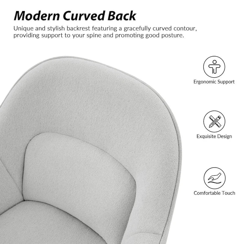 Height-Adjustable Swivel Office Chair with Curved Backrest