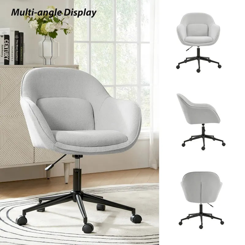 Height-Adjustable Swivel Office Chair with Curved Backrest