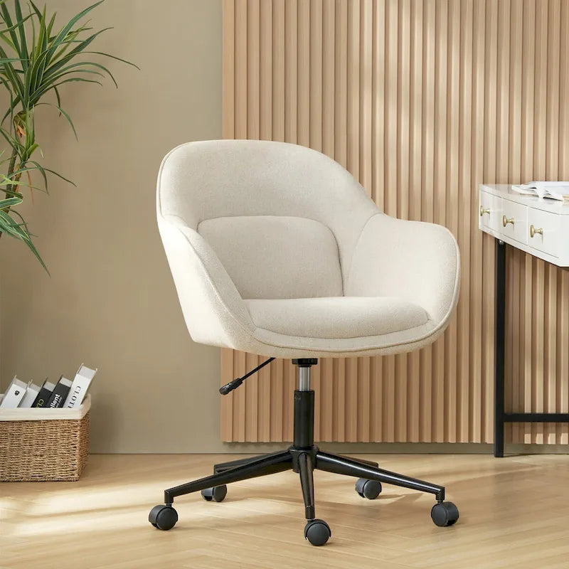 Height-Adjustable Swivel Office Chair with Curved Backrest
