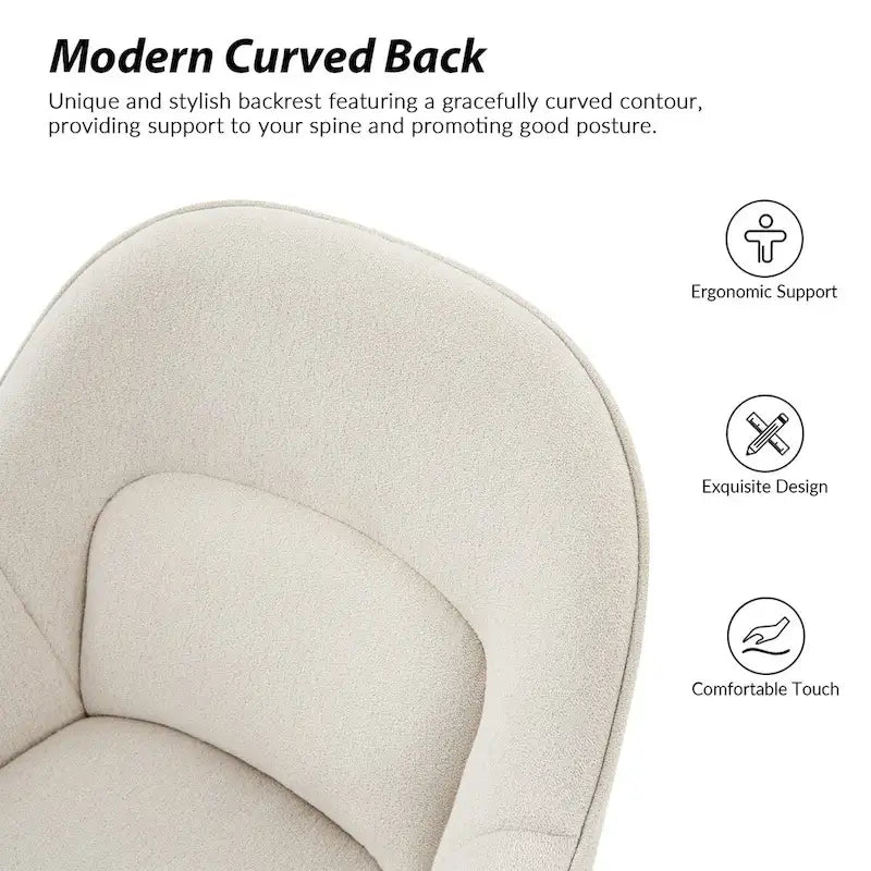 Height-Adjustable Swivel Office Chair with Curved Backrest