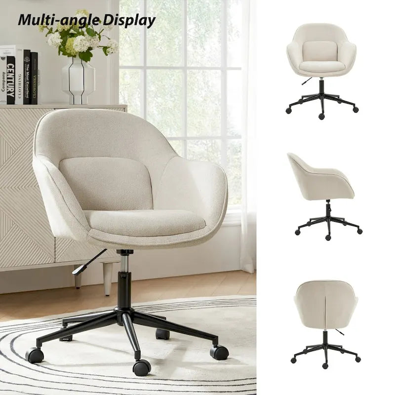 Height-Adjustable Swivel Office Chair with Curved Backrest