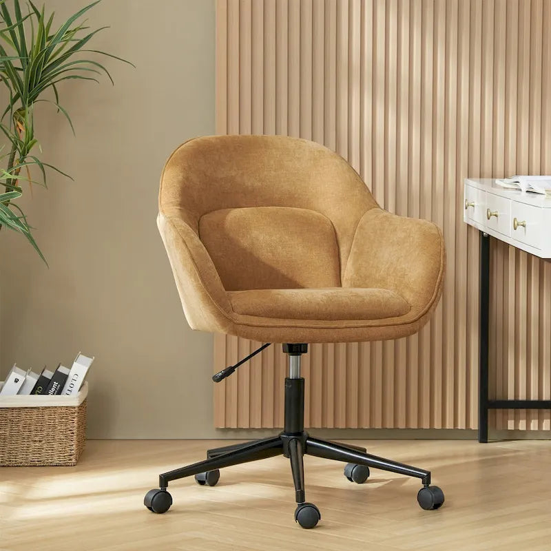 Height-Adjustable Swivel Office Chair with Curved Backrest
