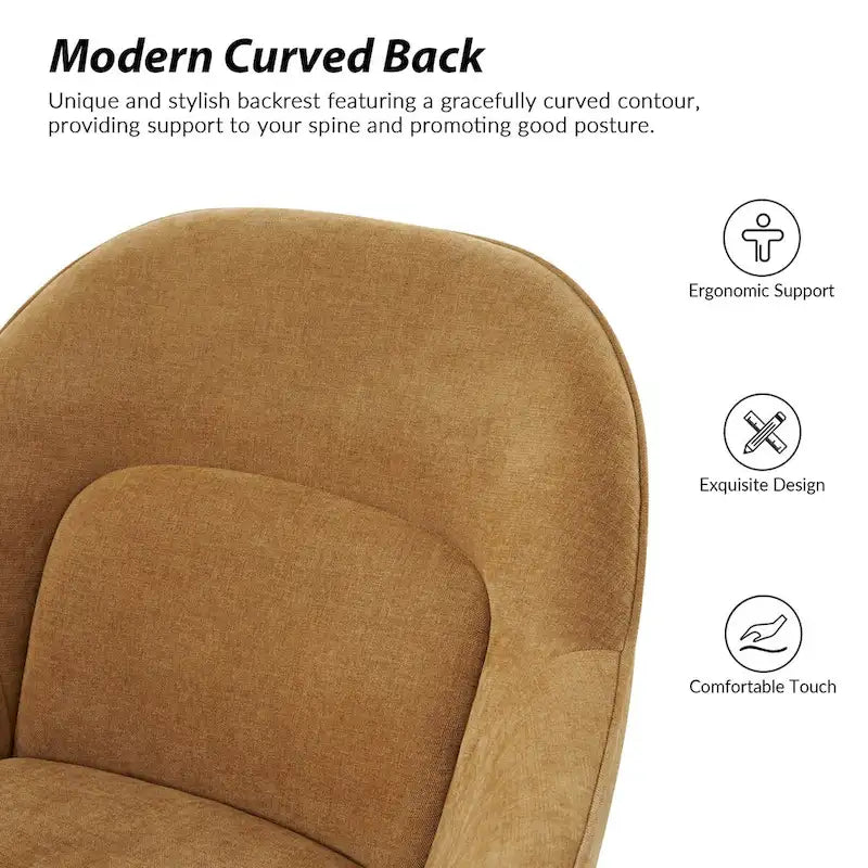 Height-Adjustable Swivel Office Chair with Curved Backrest