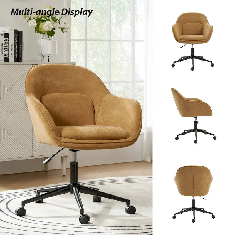 Height-Adjustable Swivel Office Chair with Curved Backrest