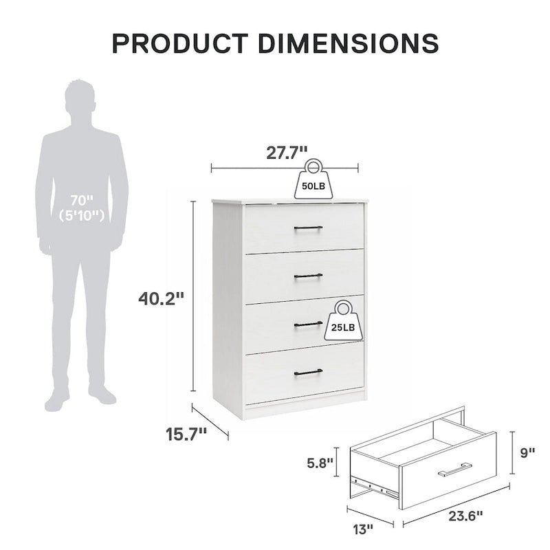 Tall 5-Drawer Dresser with Woodgrain Finish